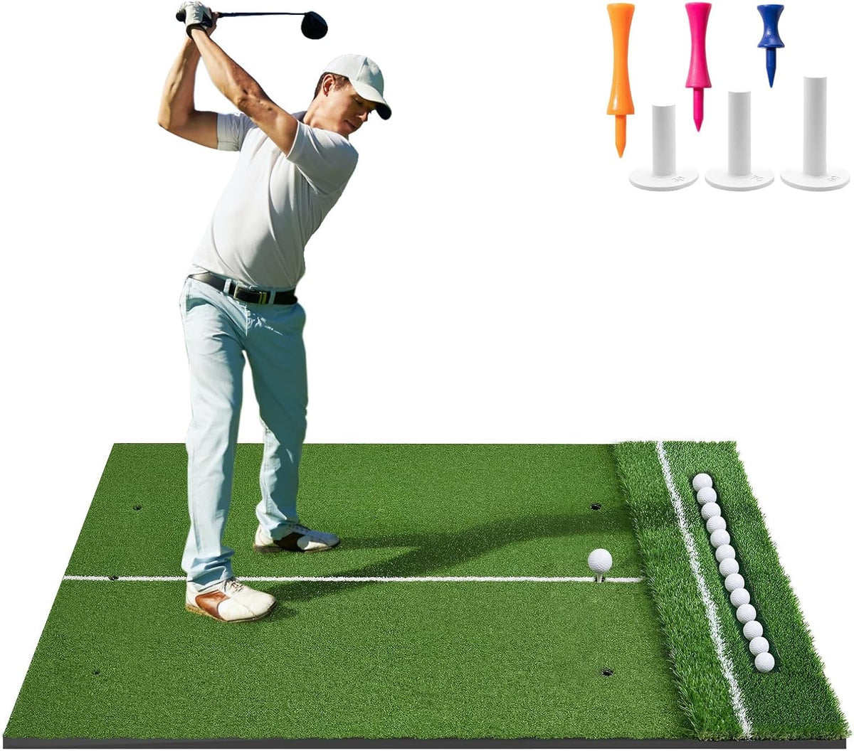Golf Practice Mat with Dual Turf and Thick EVA Base - 4x5 or 6ft Options