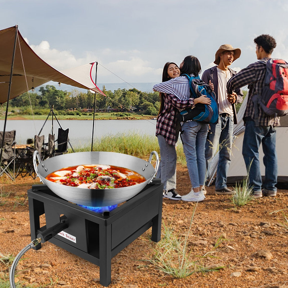 Heavy Duty Propane Burner with Stand - 260,000 BTU Commercial Grade Outdoor Stove