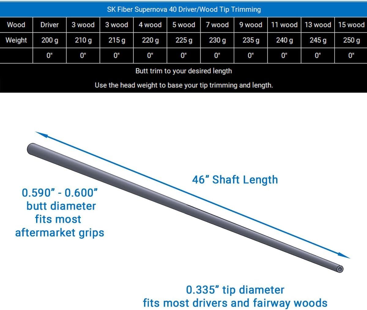 Golf Shaft Supernova Graphite Fairway & Driver | Various Flex & Weight Options