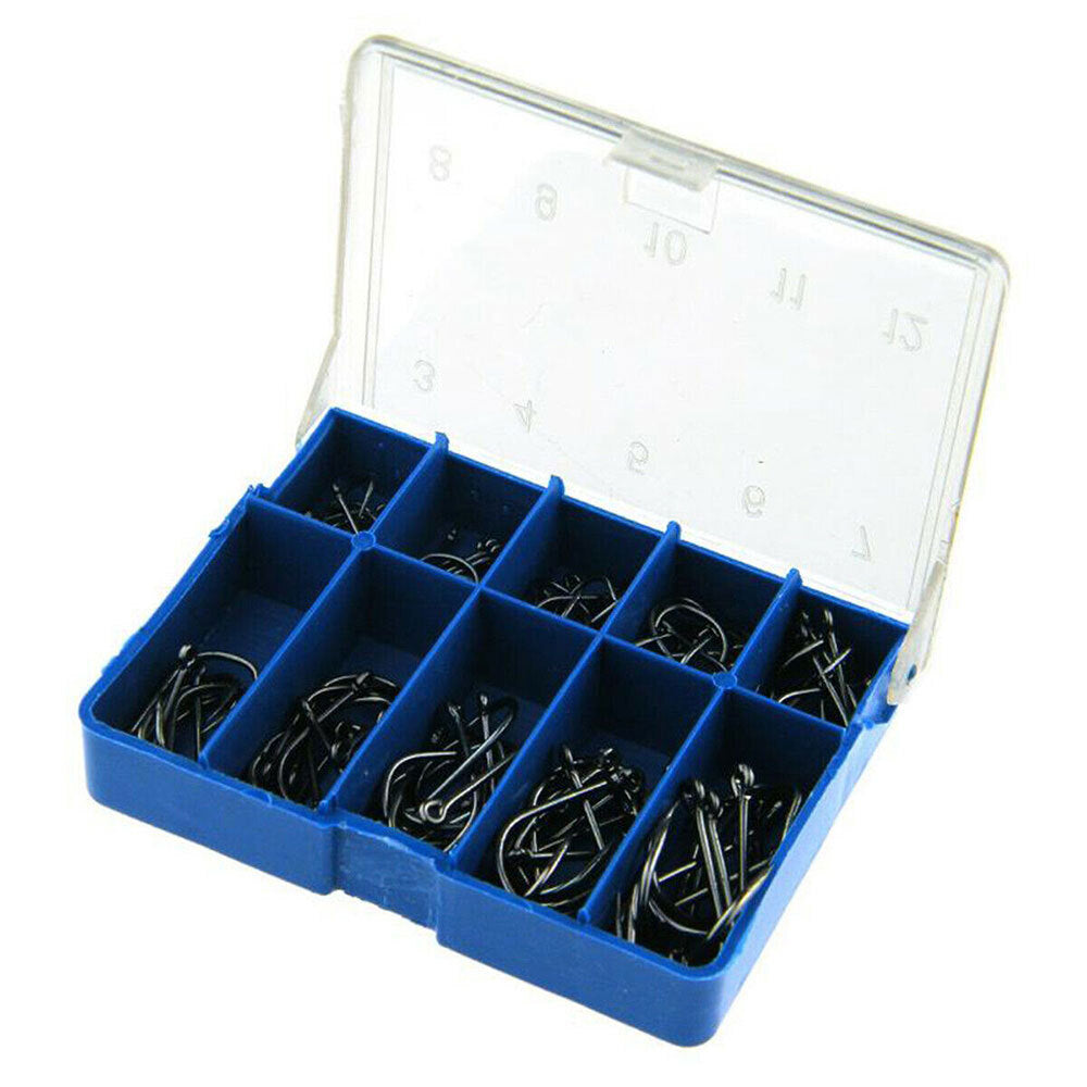 100Pcs Fishing Hooks Set, High Carbon Steel, Sharp & Durable, Multiple Sizes