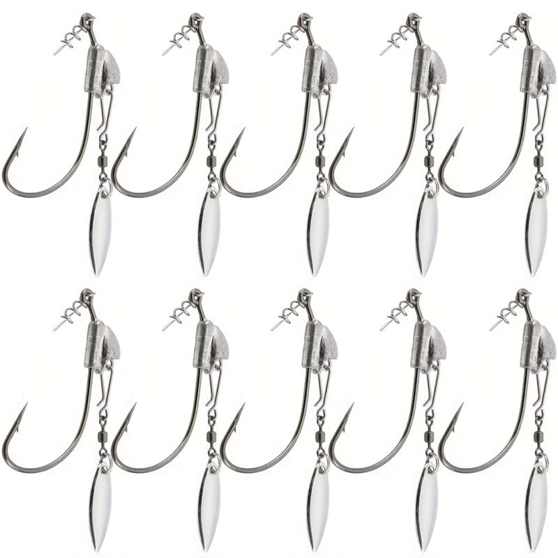 Underspin Jig Head Swimbait Hooks with Spinner Blade - Multiple Sizes