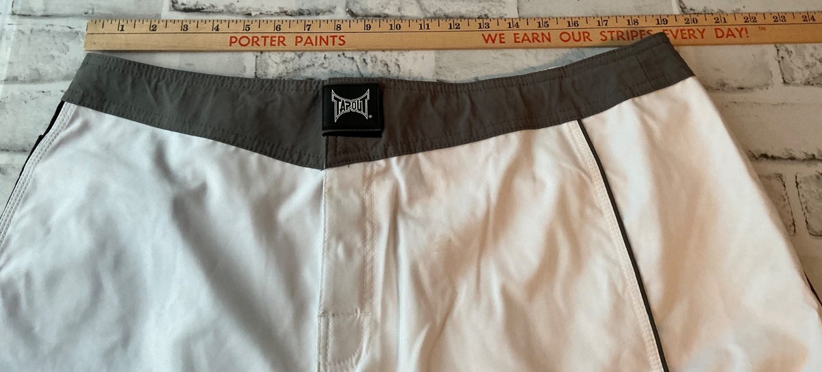 Mens Size 38 MMA Boxing Shorts - White Tapout Martial Arts Board Shorts