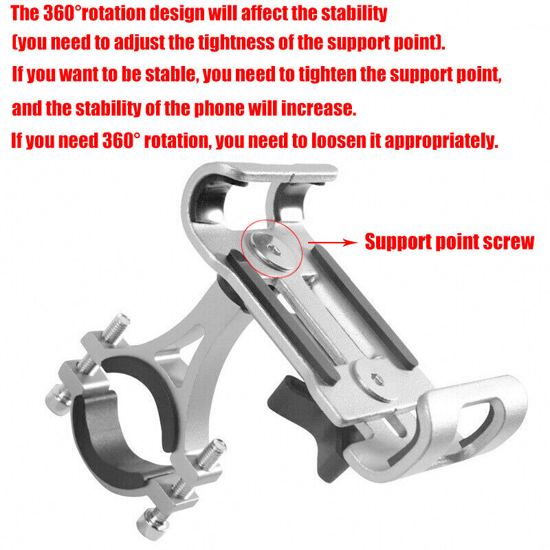 Universal 360° Aluminum Handlebar Phone Mount for Bikes and Motorcycles