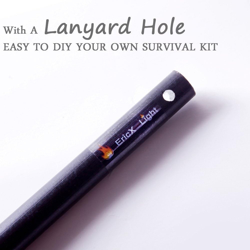 Fire Starter Ferrocerium Rods 1/2 Inch x 6 Inch, Waterproof Survival Tool - Pack of 2