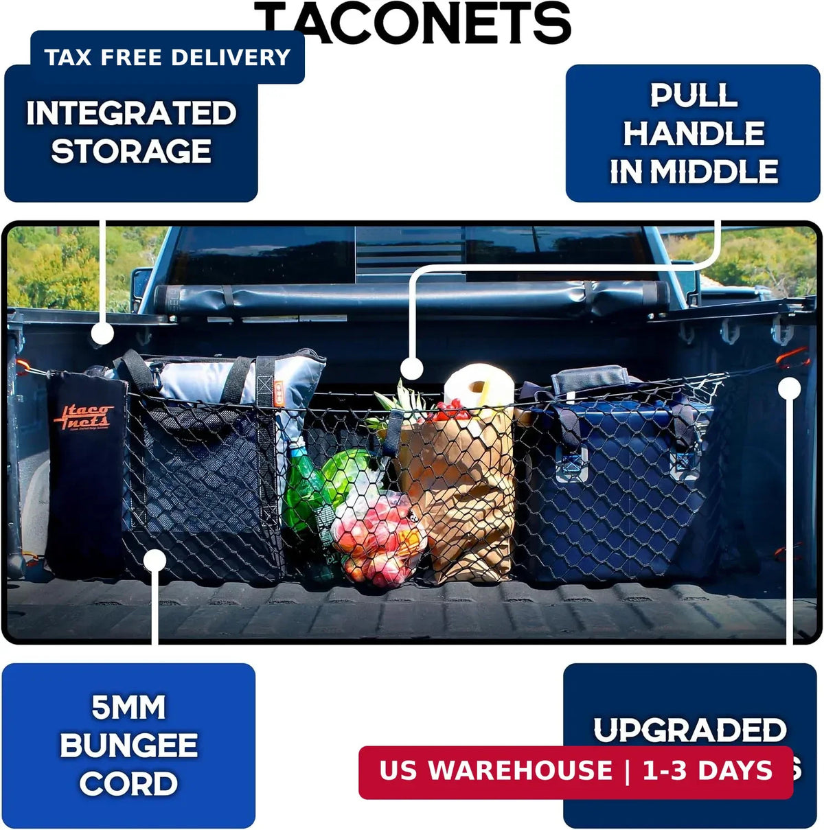 Cargo Net for GMC Sierra & Chevy Silverado 2013+ - Heavy Duty Truck Bed Organizer