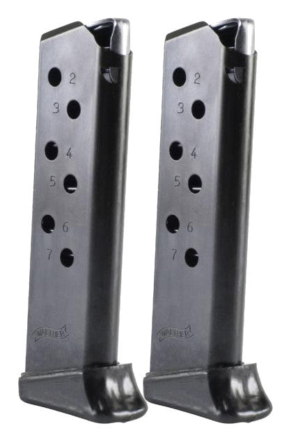 Walther PPK/S Factory 380 ACP 7-Round Magazine Set with Finger Rest - 2 Pack