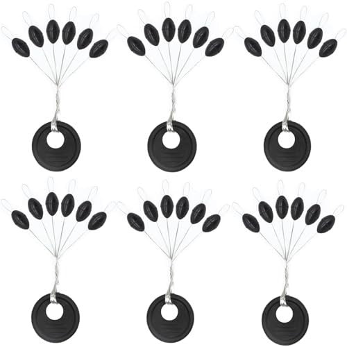 720pcs Fishing Rubber Bobber Stops Set - Black Oval Floats for Float & Bottom Fishing