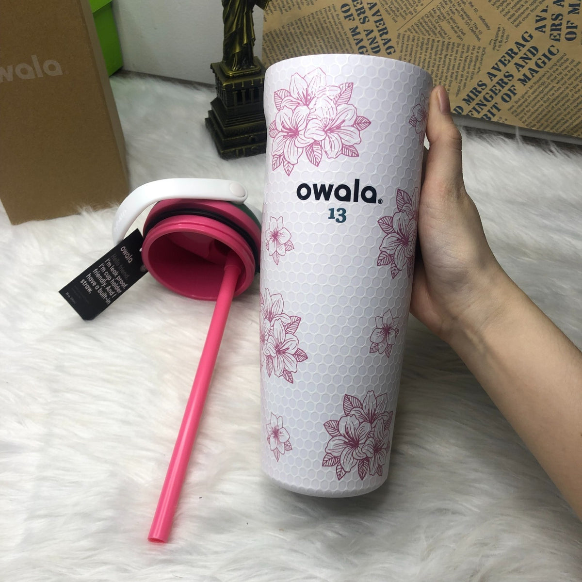 30oz Insulated Water Bottle with Floral Design - Leakproof & Durable