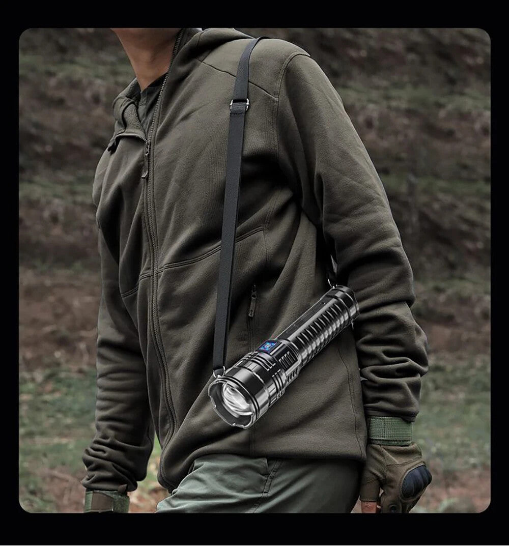 Rechargeable LED Flashlight 10000 Lumens Tactical Searchlight with Zoom