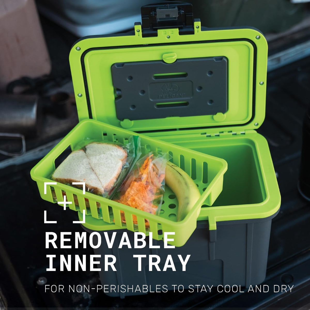 Pelican 8 Quart Cooler Lunch Box - Dark Gray and Green Portable Insulated Carrier
