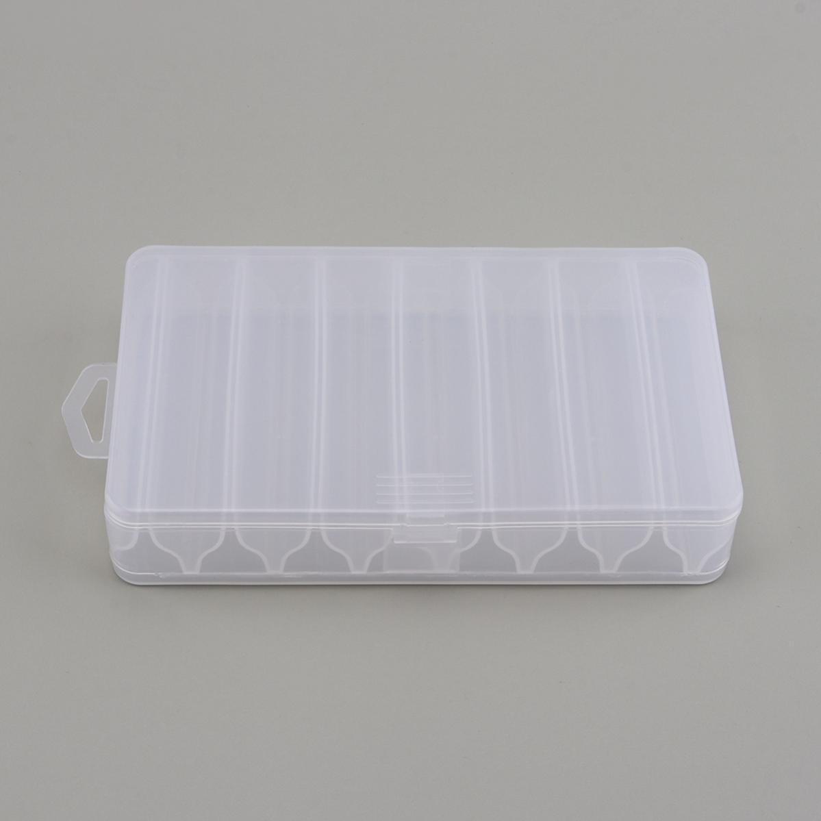 14-Compartment Waterproof Fishing Tackle Box with Transparent Lid 21x11.5x3.6cm