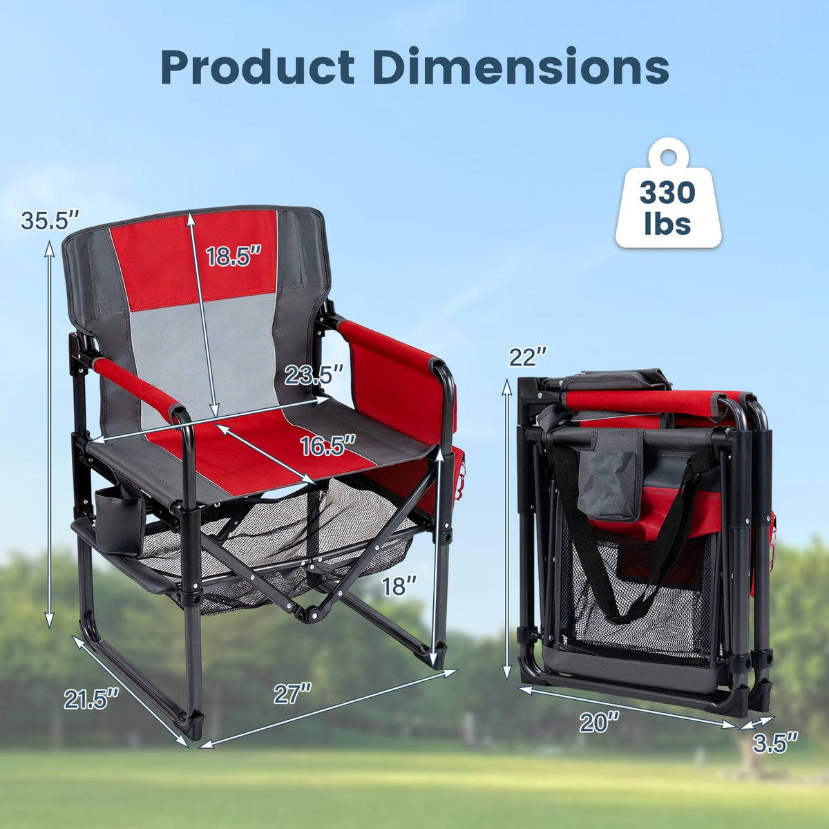 Heavy Duty Outdoor Camping Chair with Cup Holder & Side Pocket