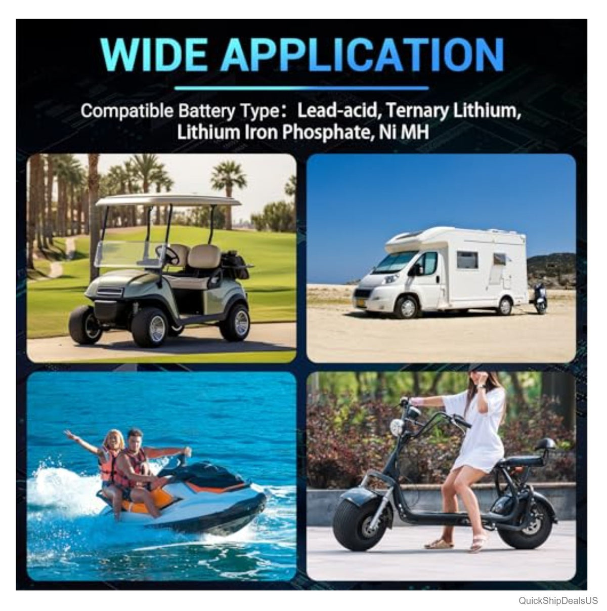 48V Lithium Battery Monitor with LCD Display for Golf Carts, RVs & Boats