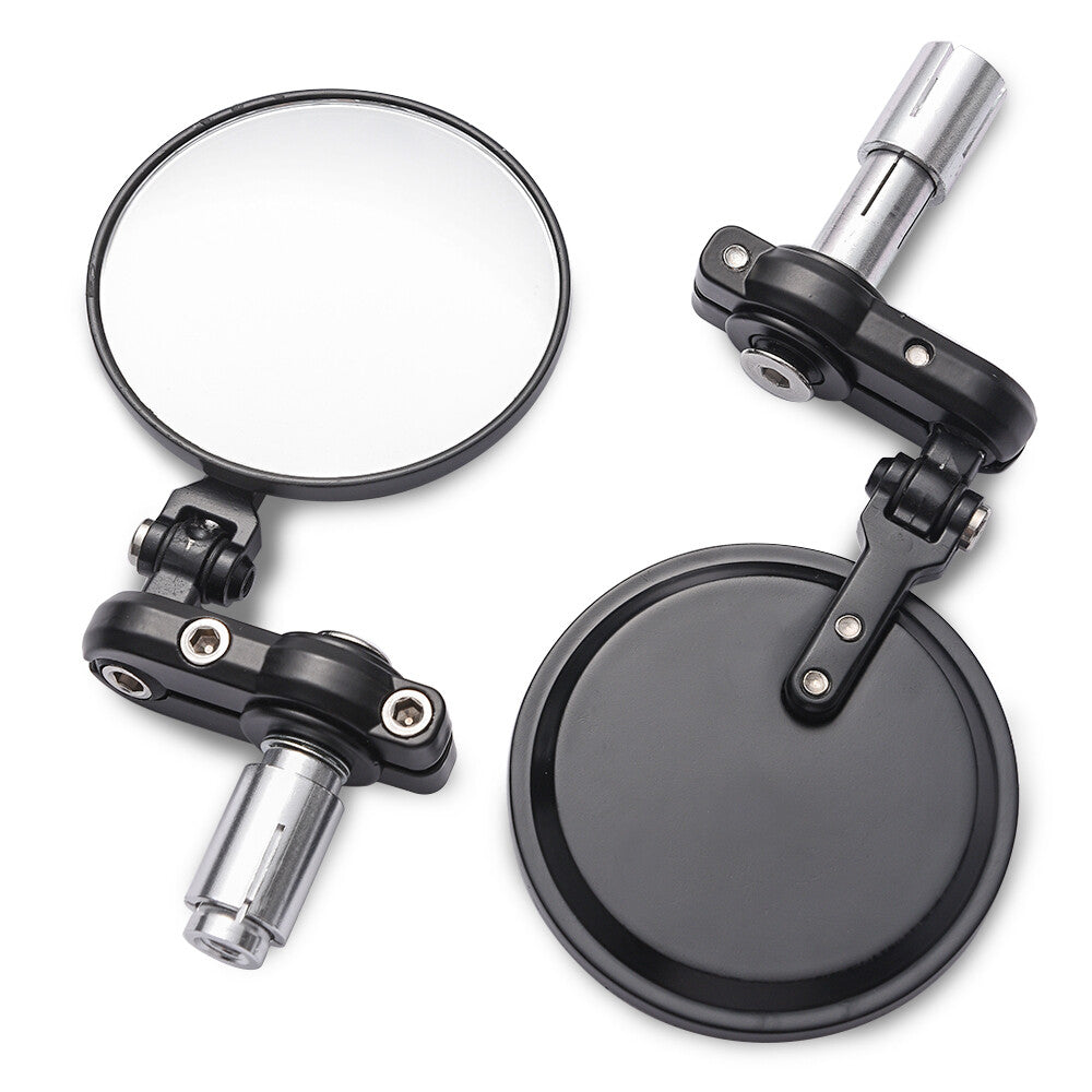Motorcycle Rear View Mirrors Handlebar End Side Mirrors Black 7/8"