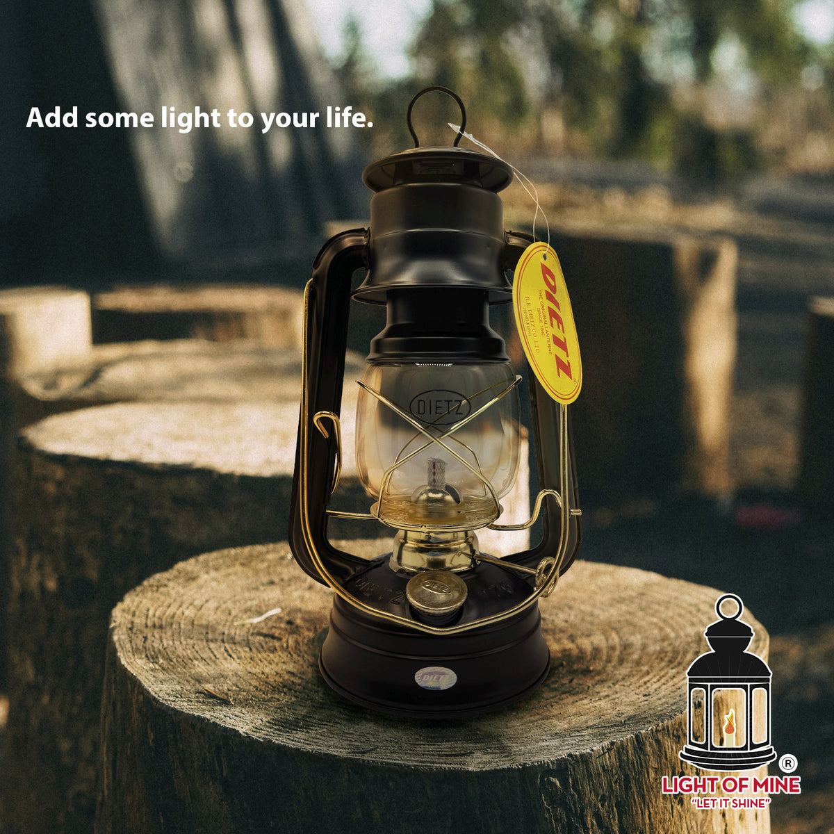 Oil Lantern with Black and Gold Finish, 8 Candlepower, 10-Inch Portable Camping Light