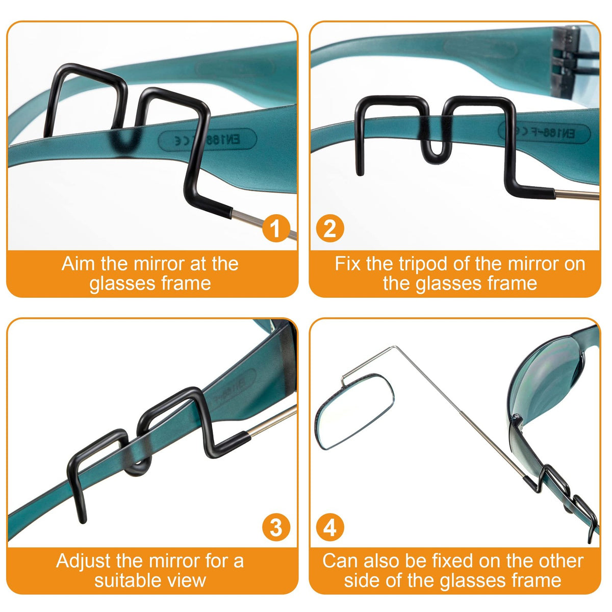 Adjustable Bicycle Rear View Mirror 2 Pack for Helmet & Glasses Cycling