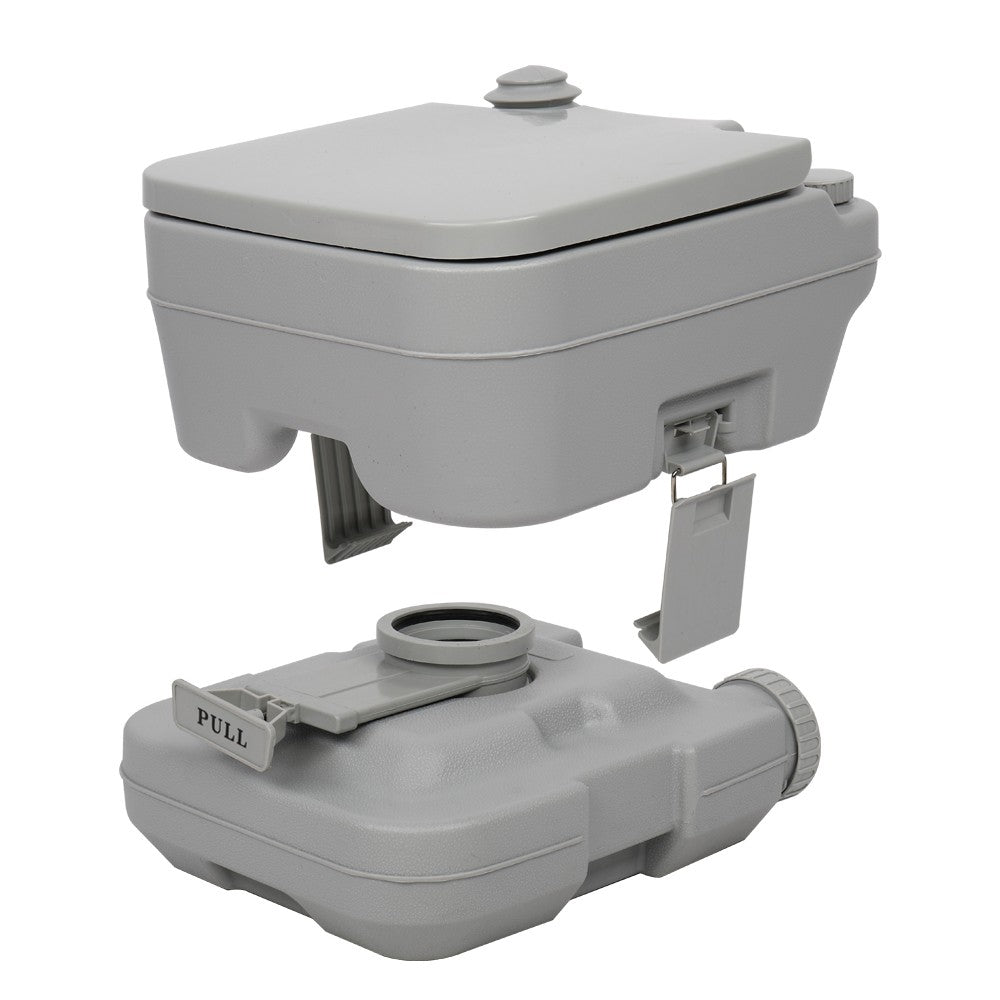 10L Portable Camping Toilet with Flush System Gray - Travel & Hiking Potty