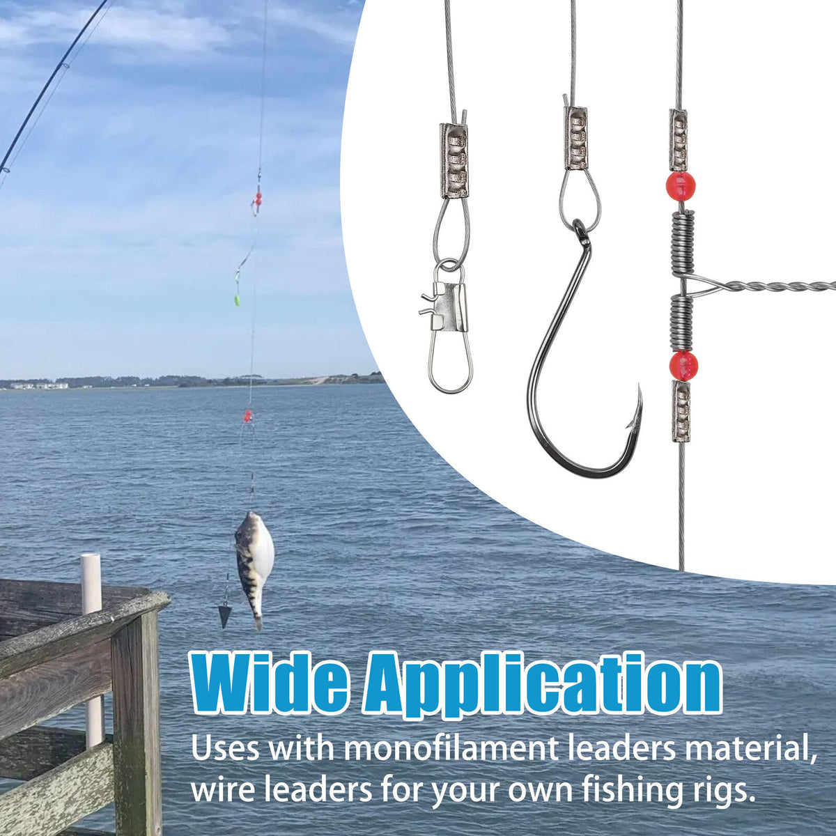 Copper Double Barrel Fishing Crimp Sleeves for Line Connectors, Brass Tackle Kit
