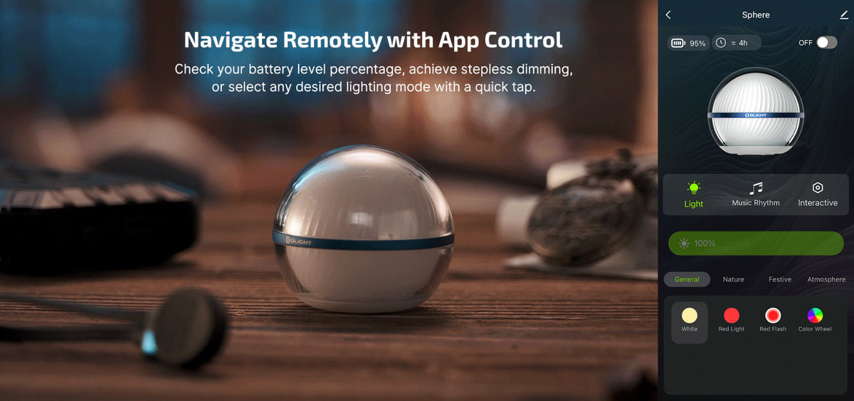 360° RGB Ambient Light with App Control - Rechargeable Night & Mood Lamp
