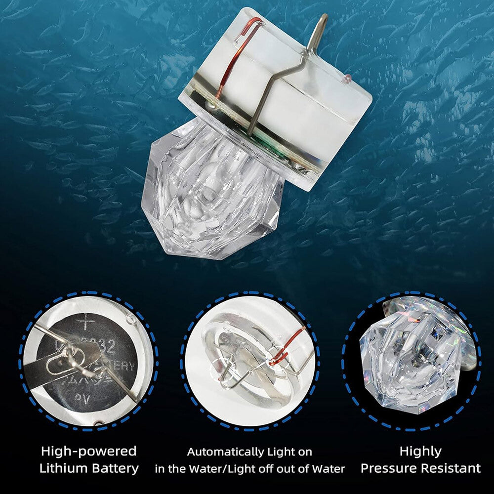 Deep Drop Underwater Fishing LED Flash Light Set - White, 10 Pcs