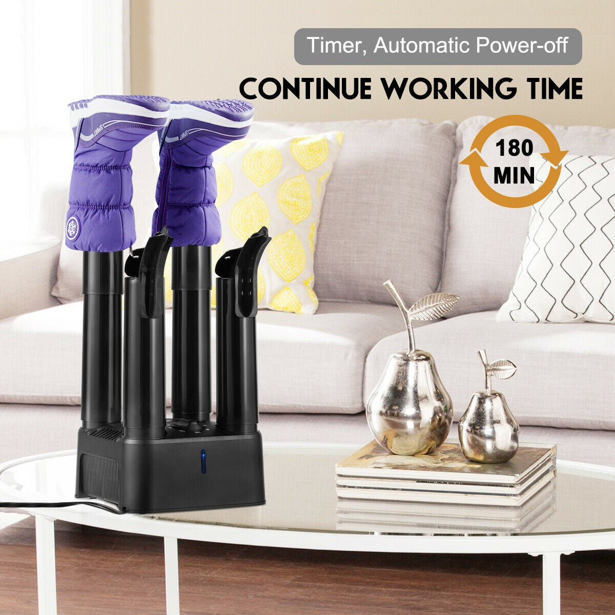 Electric Shoe Dryer with Timer and Odor Prevention for Boots & Gloves
