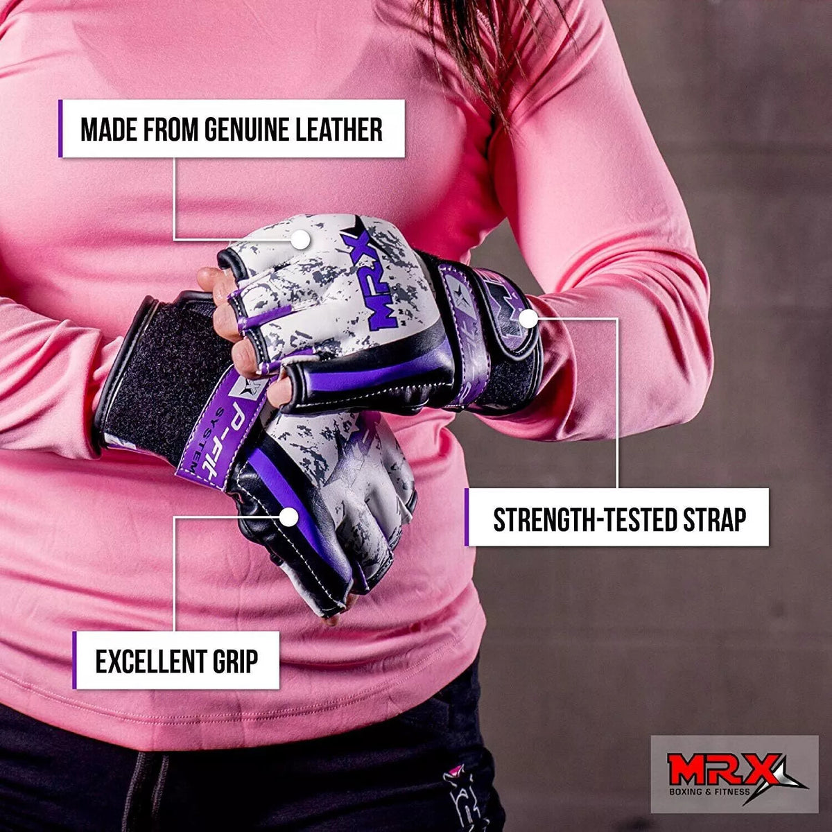 Womens MMA Grappling Gloves Sparring Boxing Fight Gloves Purple - Various Sizes