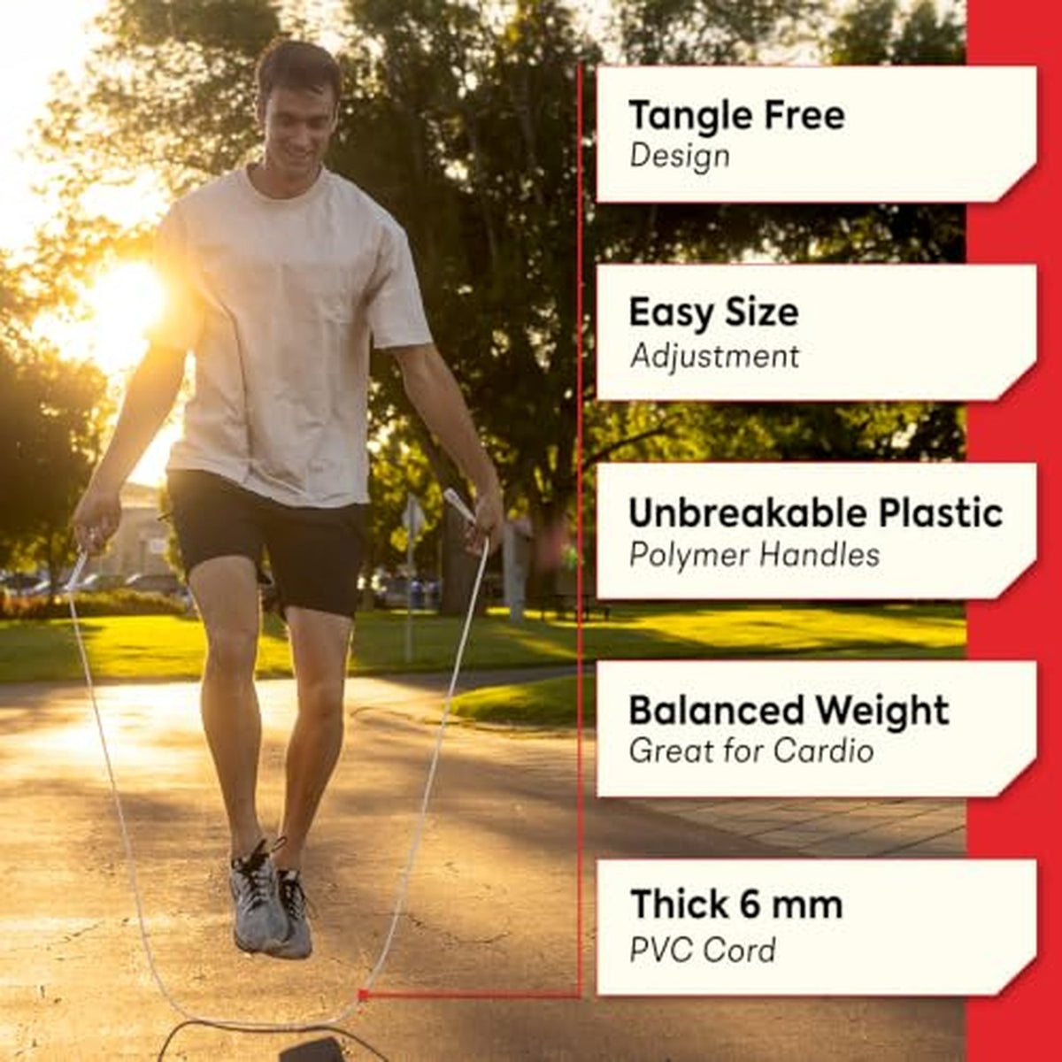 Adjustable 6mm PVC Jump Rope for Cardio Fitness & Boxing