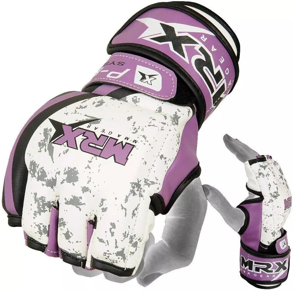 Womens MMA Grappling Gloves Sparring Boxing Fight Gloves Purple - Various Sizes