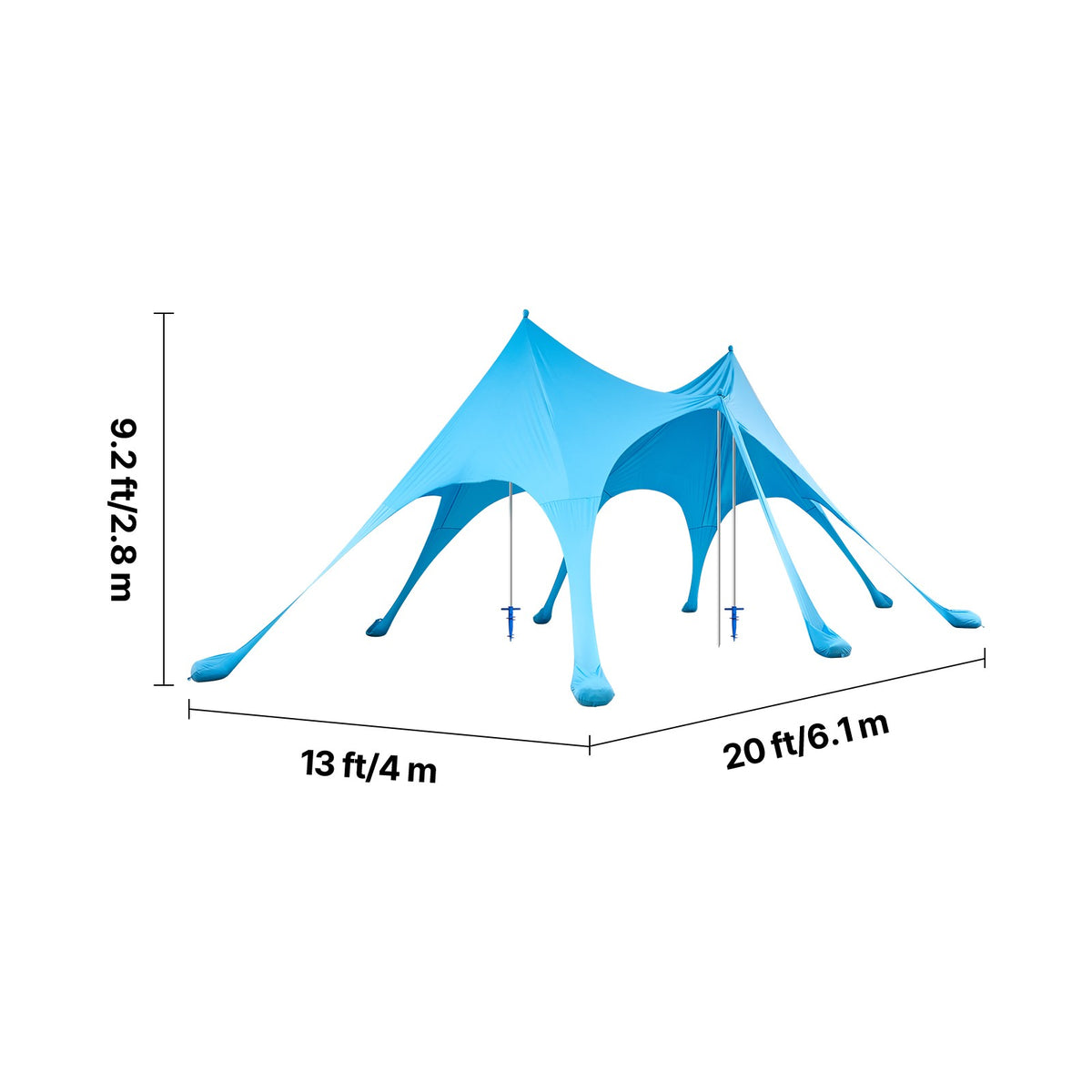 Portable Beach Tent Sun Shade Canopy 20x13 ft UPF50+ Outdoor Shelter