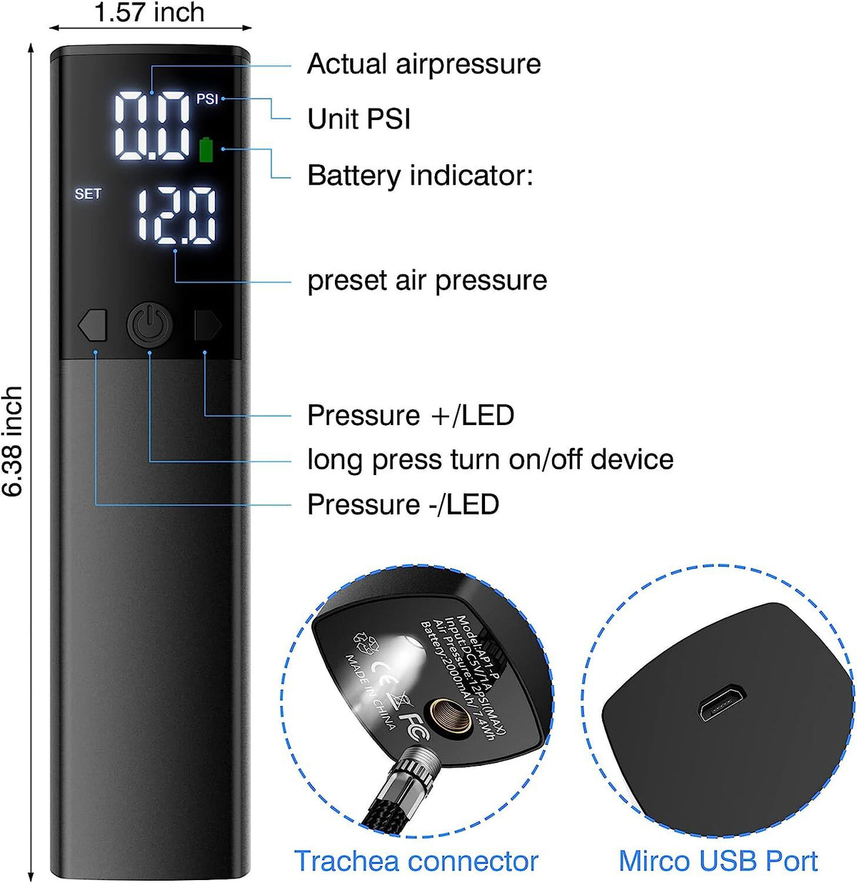 Electric Ball Pump Portable Automatic Inflator with LCD Display