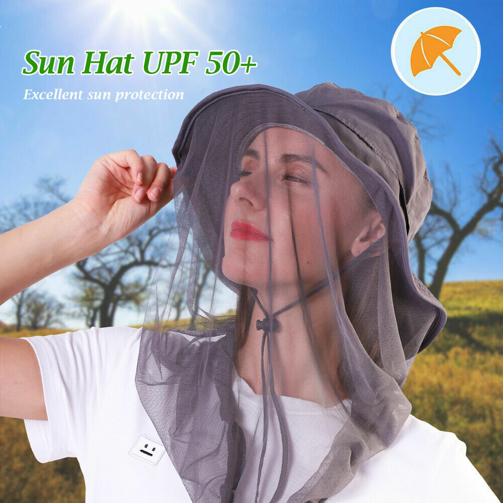 Mosquito Head Net Hat for Outdoor Sun and Insect Protection - Lightweight Mesh Face Cover