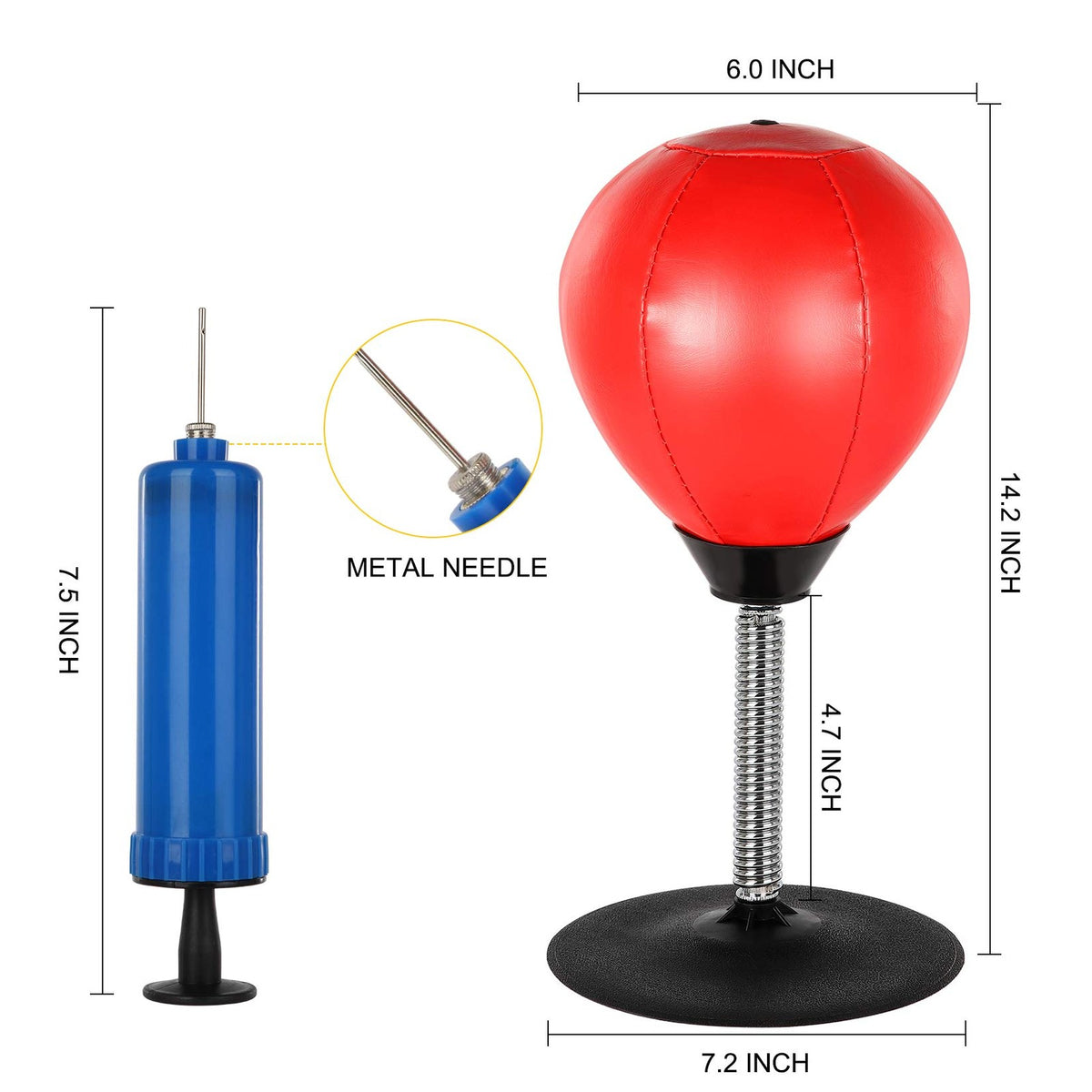 Stress Buster Desktop Punching Bag Stand with 2 Extra Balls - Red Reflex Boxing