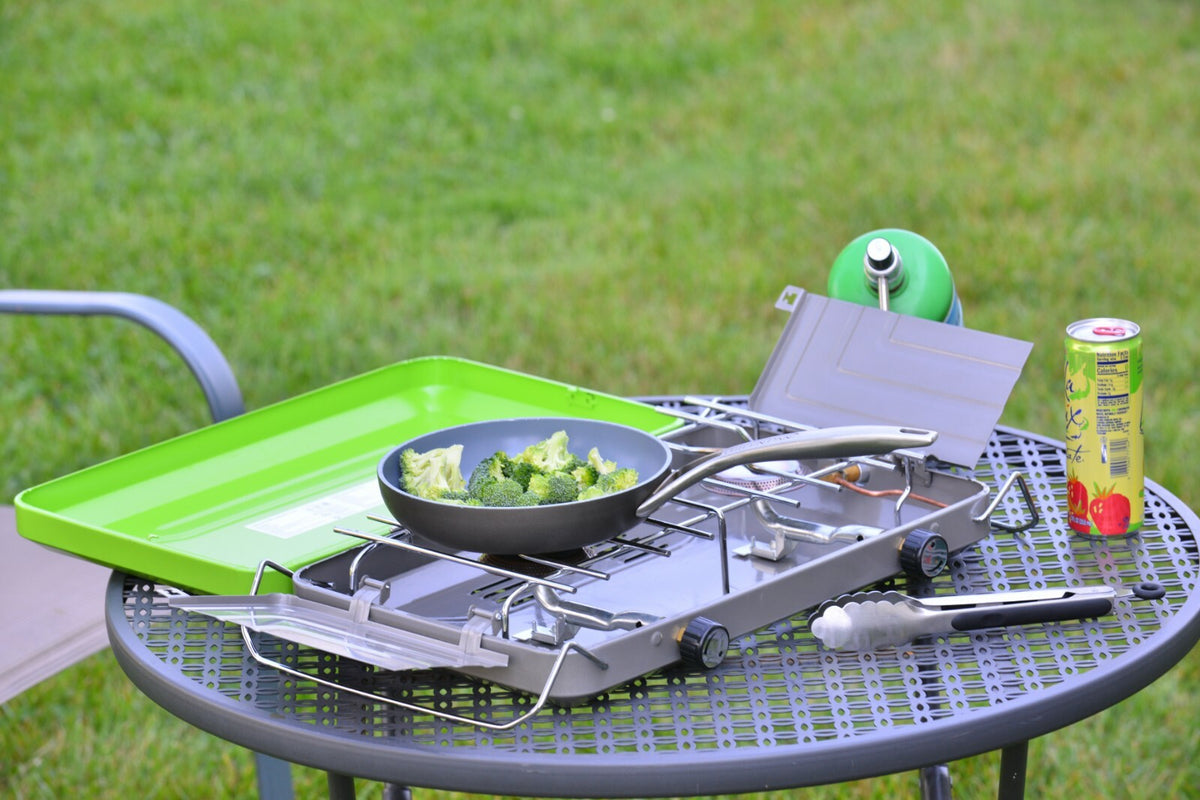 Portable 2 Burner Camping Stove with Wind Shields, 20,000 BTU