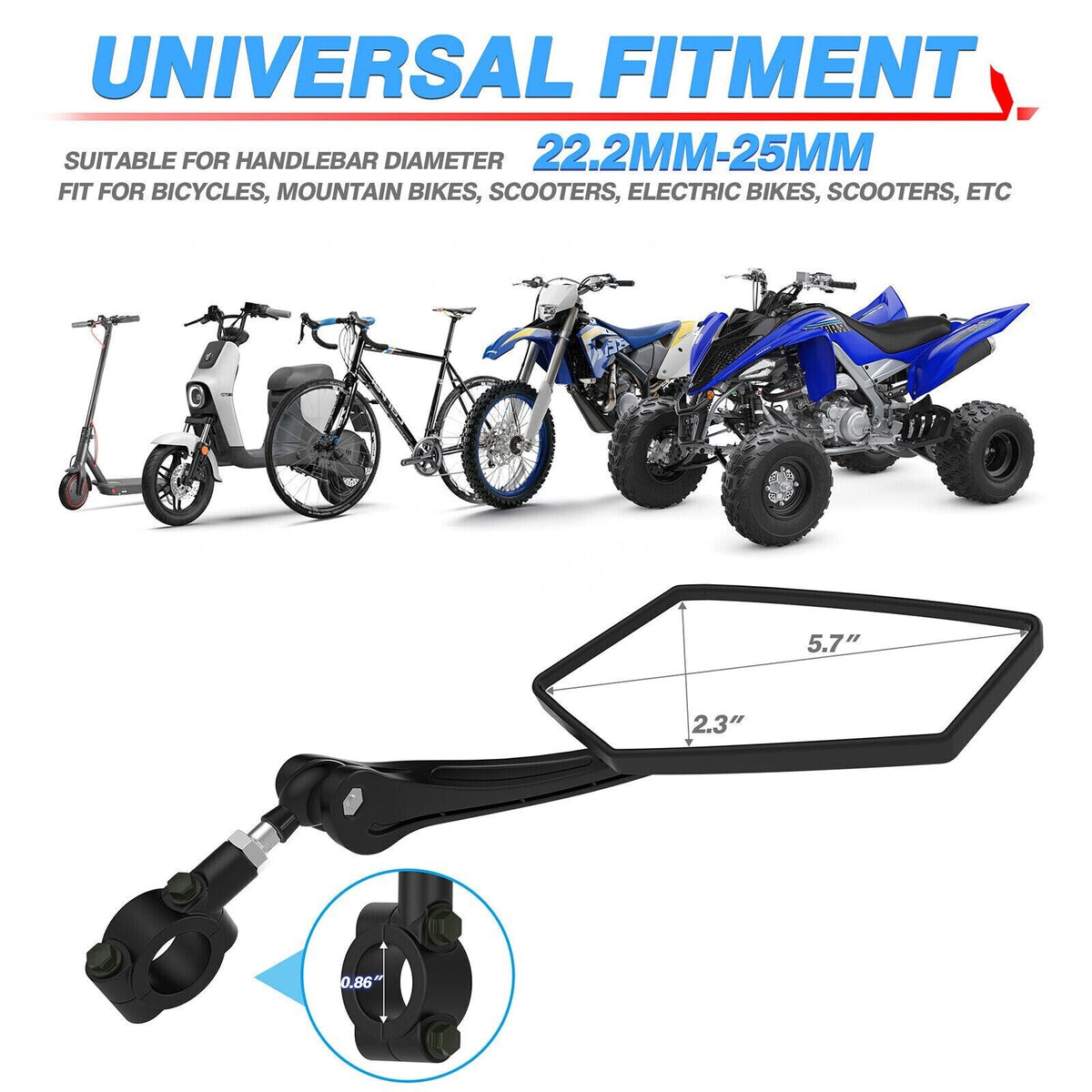 Adjustable Bicycle Rearview Mirror for Handlebar - Scratch Resistant Glass