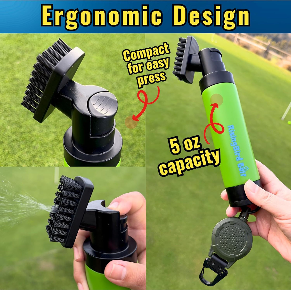 2025 Steel Wire Retractable Golf Club Cleaner Brush with Clip