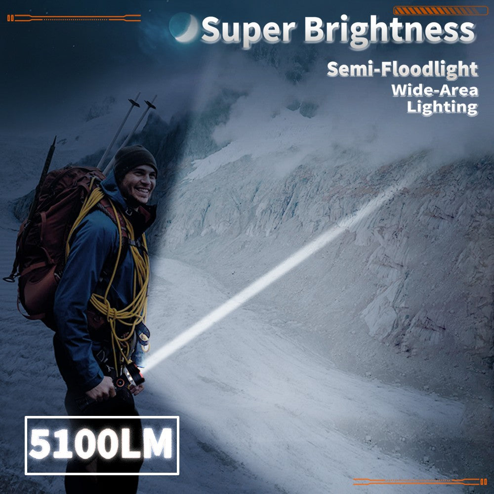 High-Performance Rechargeable LED Flashlight with Magnetic Base Waterproof 5100 Lumens