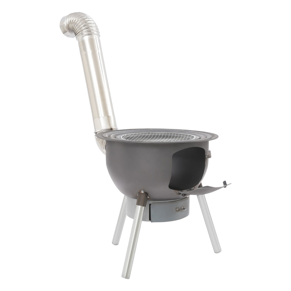 Portable Camping Wood Stove with Chimney Pipe and Grill for Outdoor Cooking