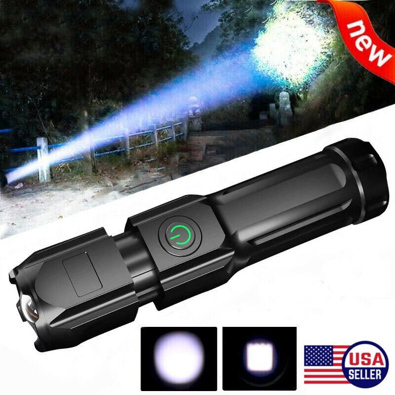 Rechargeable 2000 Lumens LED Tactical Flashlight with Zoom & USB Charging