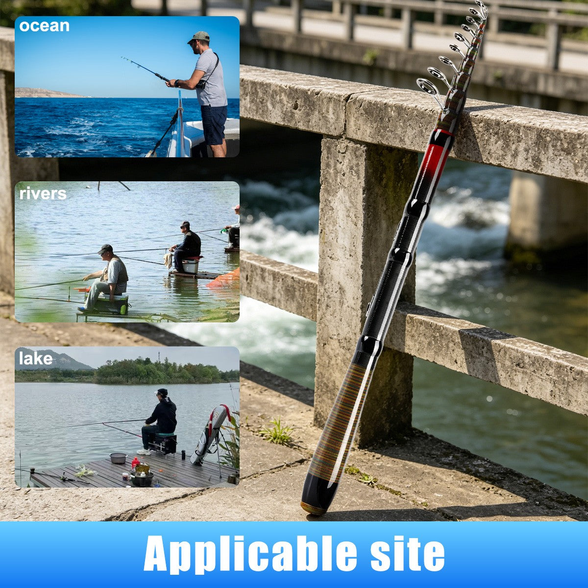 Carbon Fiber Telescopic Fishing Rod 10-30lb Saltwater Spinning Pole