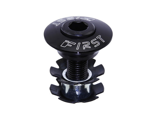 Bicycle 1-1/8 Inch Alloy Headset Top Cap with Hollow Bolt - Black, Threadless