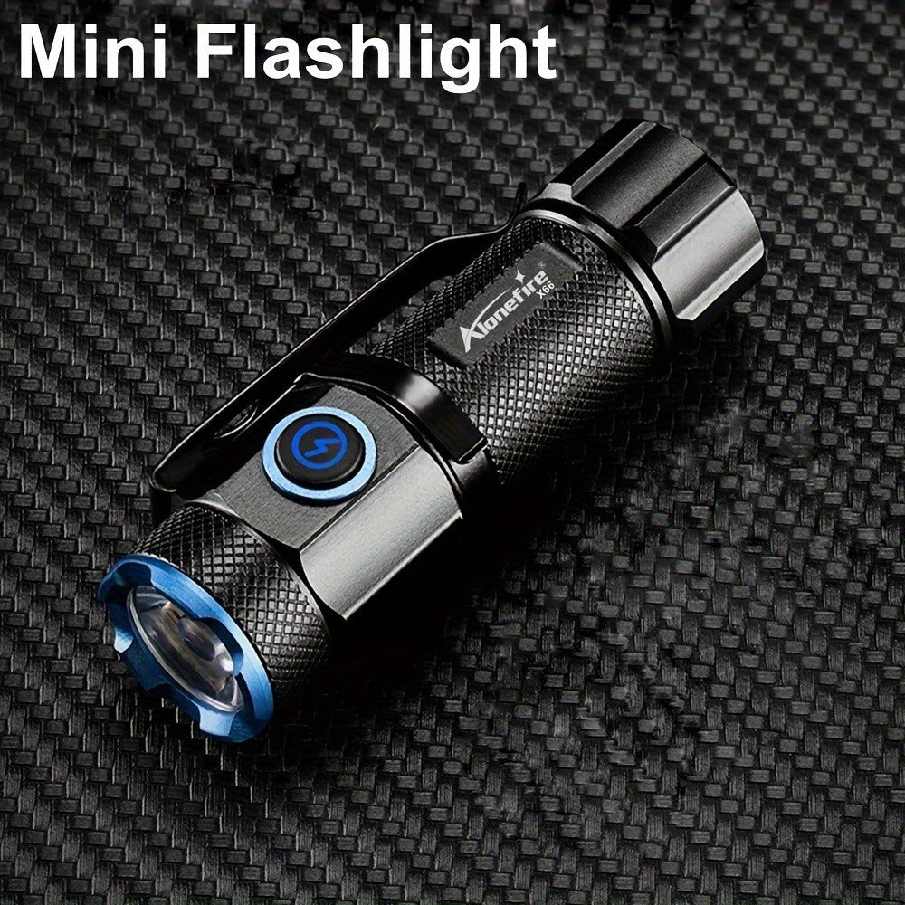 Mini LED Flashlight P50, Compact Rechargeable Torch with Belt Clip