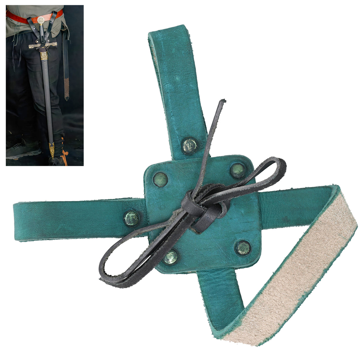 Ambidextrous Leather Sword & Axe Frog Holder for LARP & Medieval Cosplay