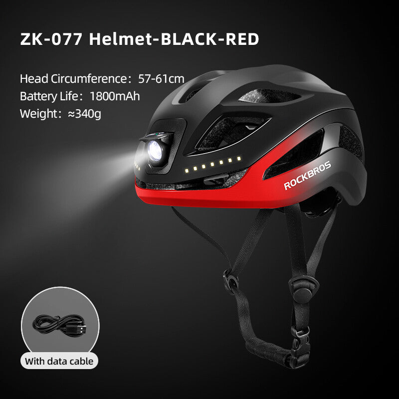 Bike Helmet with Warning Light - USB Rechargeable Front & Rear LED Safety Lights