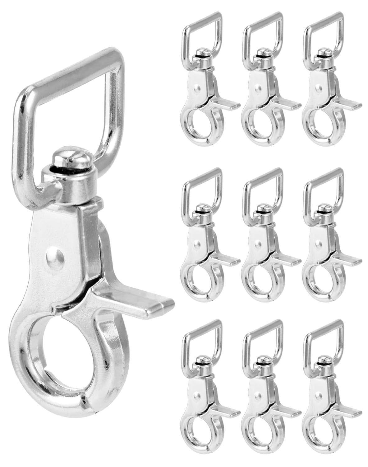 Heavy Duty Nickel Plated Swivel Snap Hooks 10 Pack for Crafts & Outdoor Use