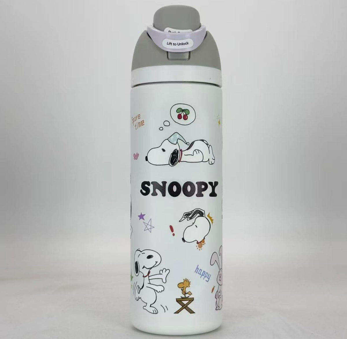 24oz Stainless Steel Insulated Water Bottle with Flip Lock - White