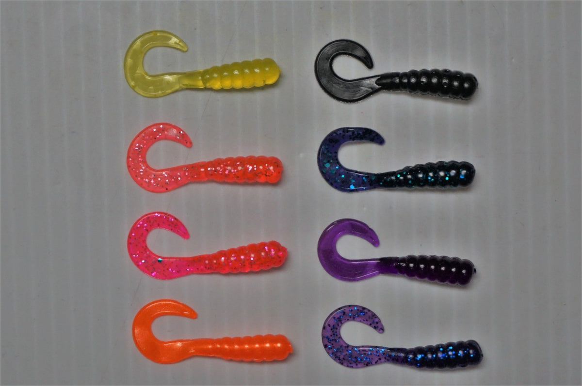 100pcs 1.5-Inch Curly Tail Grubs Soft Plastic Fishing Lures for Crappie Bream Trout