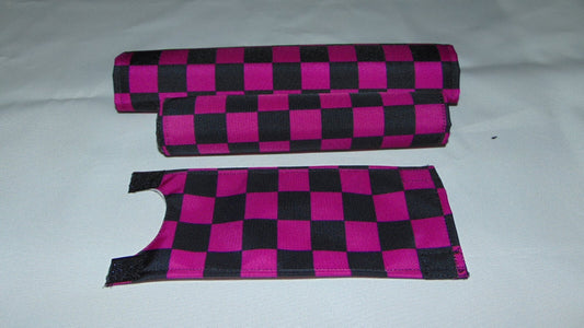 BMX Bike Handlebar Top Tube Pad Set - Checkerboard Black Purple Foam Included