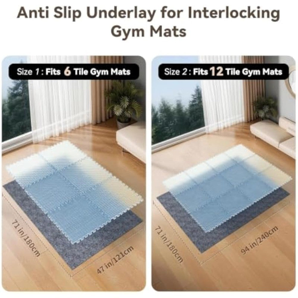 Non-Slip TPR Underlay for Foam Gym Mats - 71x47 Inch Floor Grip Pad