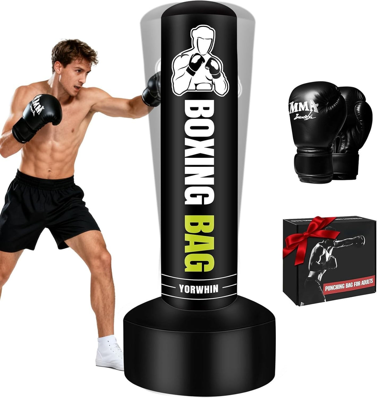 70-Inch Freestanding Punching Bag with Gloves for Home Boxing & Kickboxing