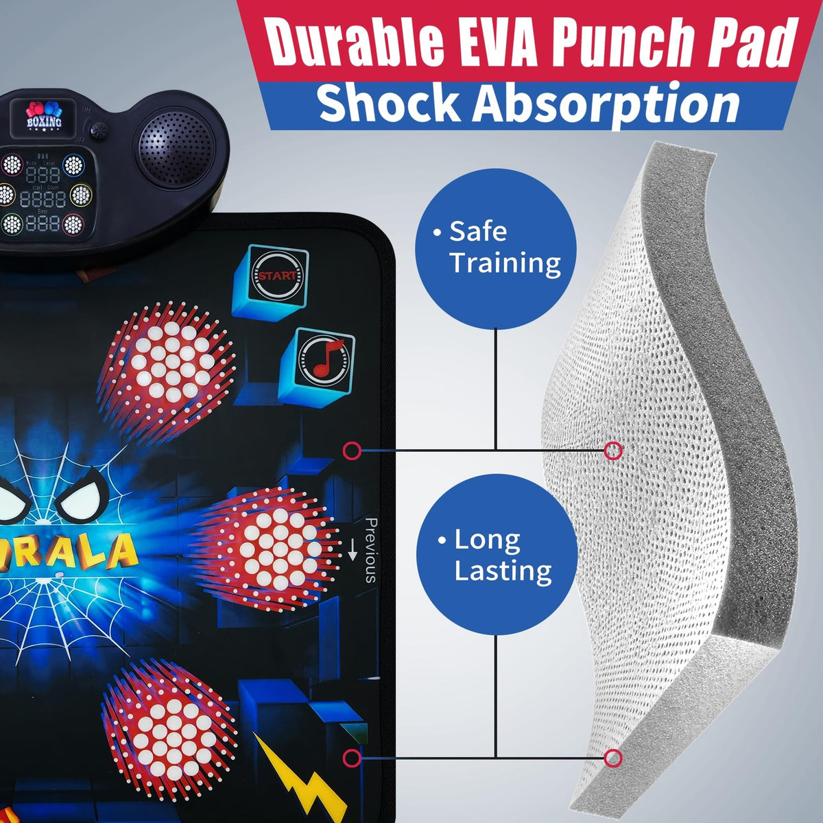Smart Music Boxing Machine with Gloves, Wall Mounted, 10 Modes, Black